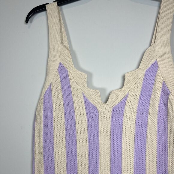 NWT house of harlow 1960 lavender Ivory Striped Dress sleeveless midi boho M - Picture 4 of 8